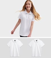 New Look Girls 2 Pack White Unisex Short Sleeve School Polo Shirts